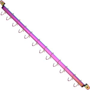 Rack, Kitchen Rack With Rainbow Titanium Plating, Rail Rack Organizer for Hanging Knives, Wall Mounted Gourmet Kitchen Rail with 14 Hooks - Image 1