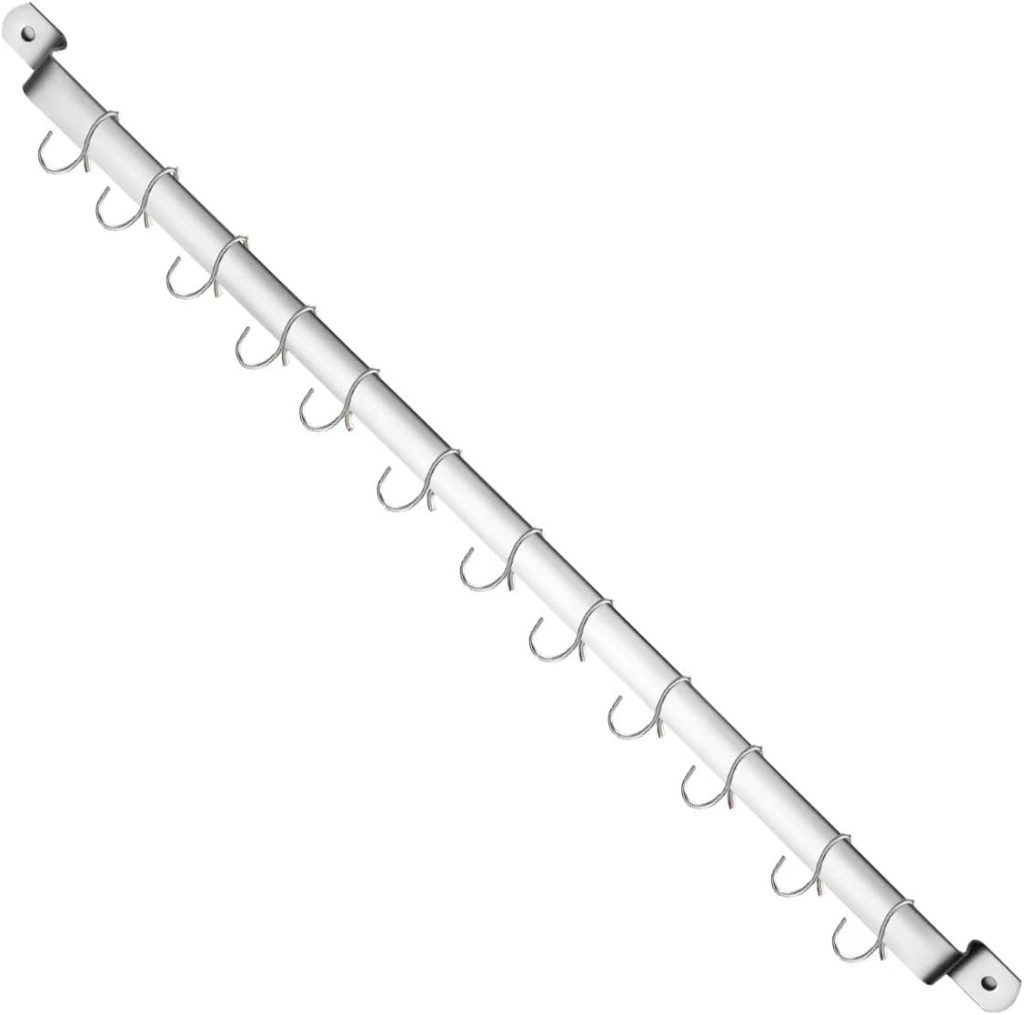 Rack, Kitchen Rack With Rainbow Titanium Plating, Rail Rack Organizer for Hanging Knives, Wall Mounted Gourmet Kitchen Rail with 14 Hooks