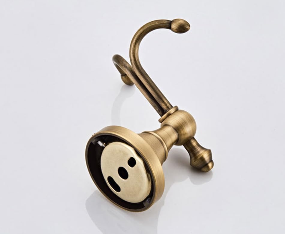 Antique Bath Robe Hook, Solid Brass Double Hooks Towel Rack, Vintage Bathroom Door Clothes Hanger for Bathroom Kitchen Accessories