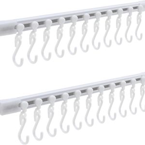 Gourmet Kitchen Rail, Steel Kitchen Utensil Hanging Rail, Wall-Mounted Cookware Organizer with 10 Sliding Hooks, No-Drill Pot Pan Lid Holder for Kitchens & Bathroom Storage, Plastic, White (2pcs) - Image 1