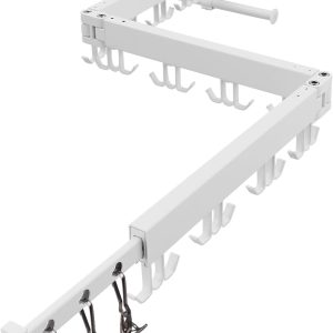 Wall-Mounted Folding Clothes Drying Rack with Swivel Hooks - Image 8