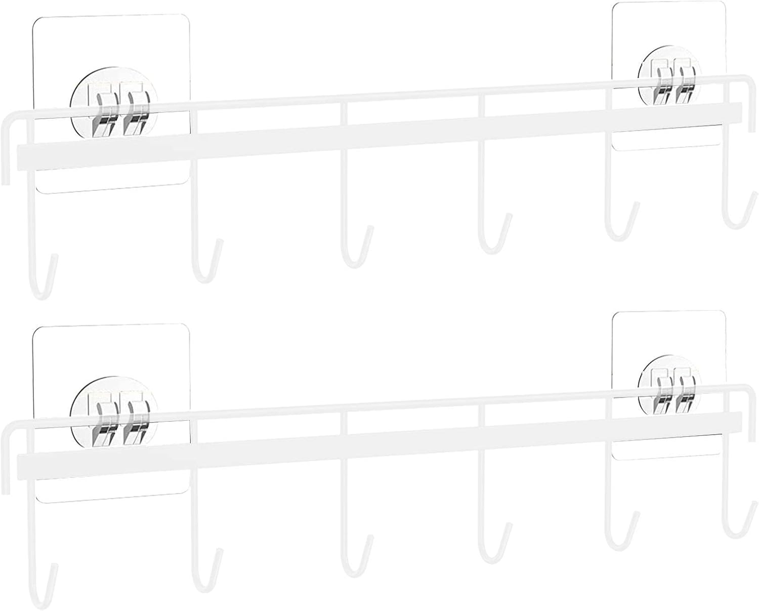Rack, Self-adhesive Kitchen Utensil Rail Rack with 6 Hooks - Utensil Rack Holder No Drilling Wall Mounted Hanger for Kitchenware Cups Mugs - Image 3