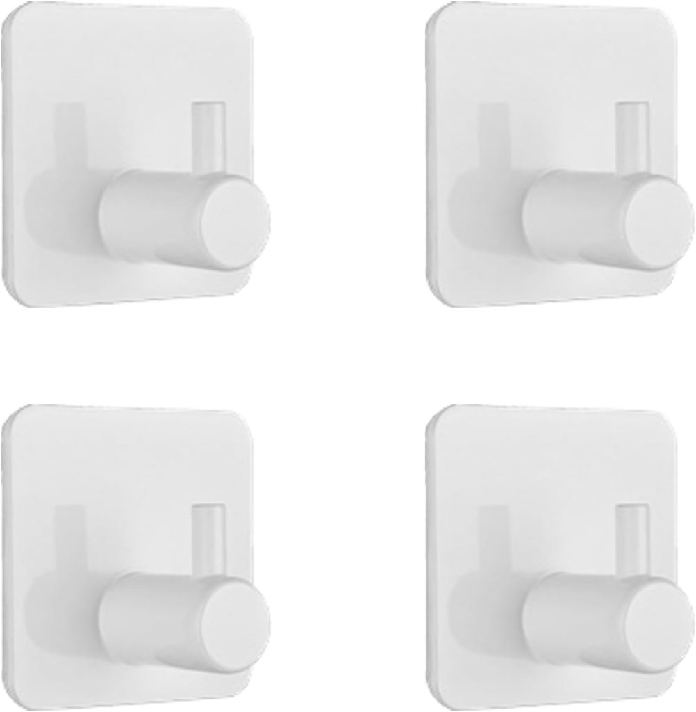 Robe & Bath Towel Hooks - Pack of 6 Pink Plastic Adhesive Hooks for Hassle-Free Hanging on Walls in Bathroom, Kitchen and More??Strong & Traceless Sticky Hook with Single Mount for Door & Clothing