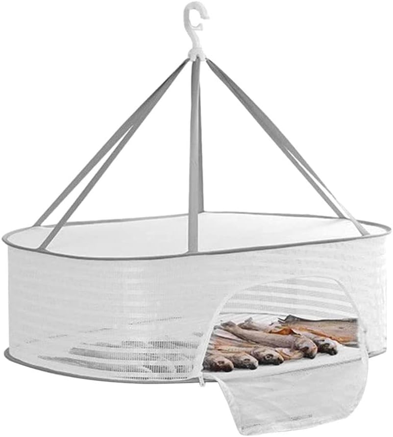 Zippered Hanging Mesh Laundry Drying Basket, 60 cm