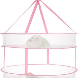 Two-Tier Round Pink Hanging Mesh Laundry Drying Net, 61 cm - Image 2