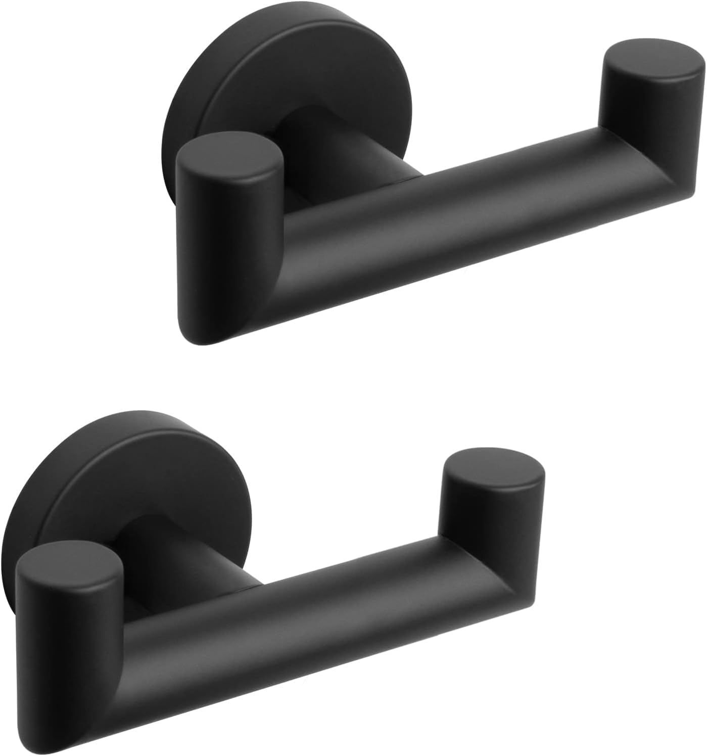 2 Pcs Double Door Hooks,Bathroom Towel Hooks Screw in SUS 304 Stainless Steel Heavy Duty Robe Coat Hooks Wall Mounted for Bedroom or Kitchen(Matte Black) - Image 3