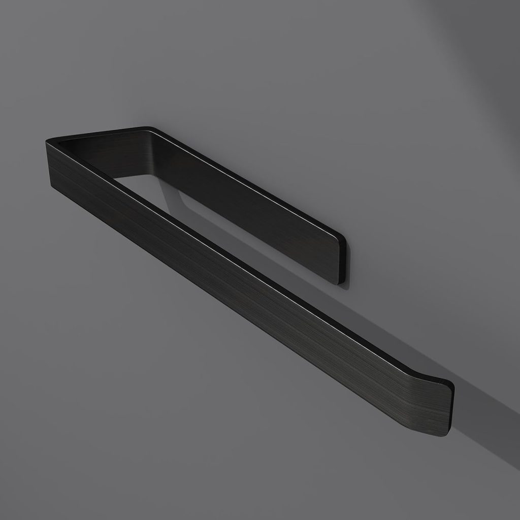 Matte Black Towel Holder Self-adhesive Towel Rack 38cm/15Inch Stainless Steel Towel Rail Wall Mounted Towel Bar for Bathroom,Kitchen,Bedroom
