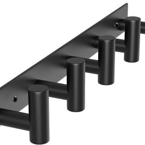 Heavy Duty Hook Clothes Rack Stainless Steel T-Shape Coat Hook, 14.76 Inch Hooks for Hanging, 37.5 cm Wall Hook Ideal for Bathroom,Bedroom (Black,5 Hook) - Image 1