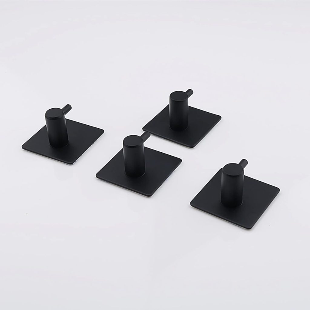 Robe & Bath Towel Hooks - Pack of 6 Pink Plastic Adhesive Hooks for Hassle-Free Hanging on Walls in Bathroom, Kitchen and More??Strong & Traceless Sticky Hook with Single Mount for Door & Clothing