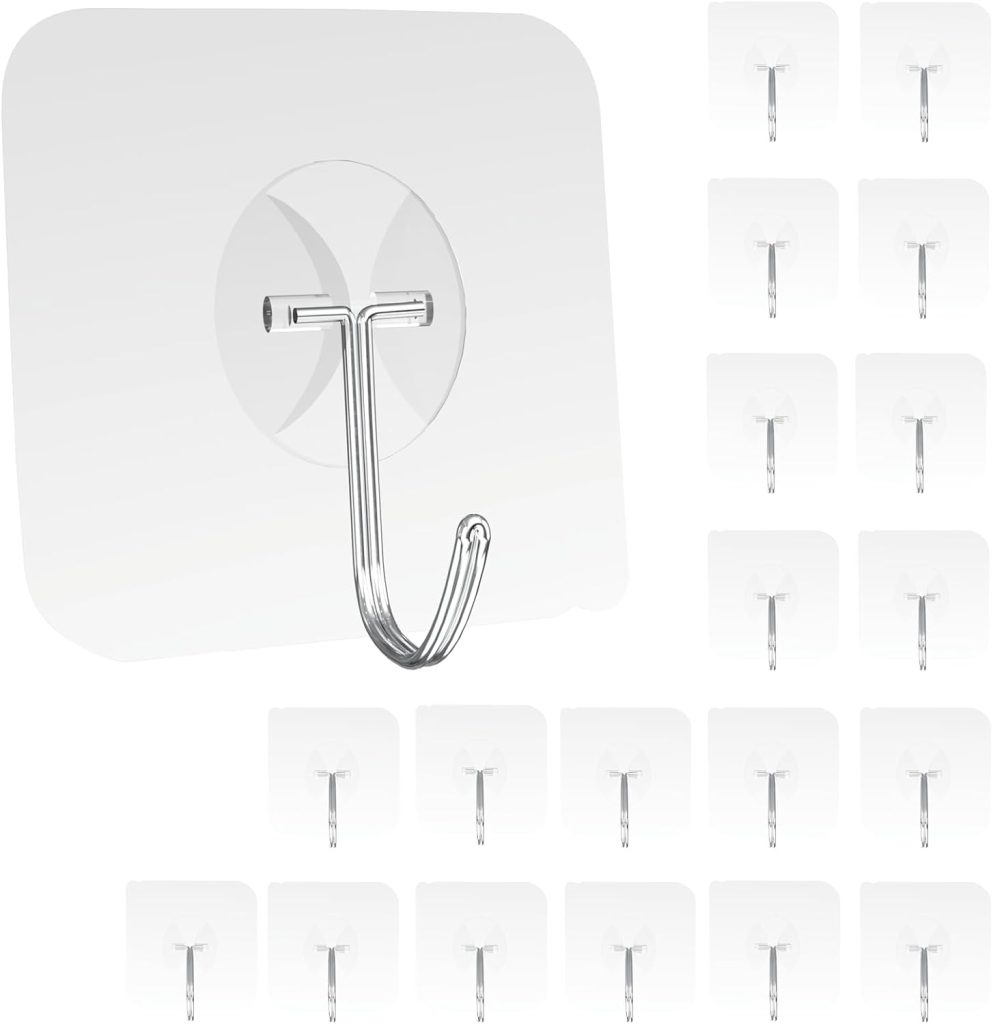 Large Hooks for Hanging Heavy-Duty 44Ib(Max) 10 Packs, Wall Hangers without Nails Self-Adhesive Traceless Clear and Removable, Waterproof and Rustproof Multiple Uses for Bathroom Kitchen Home