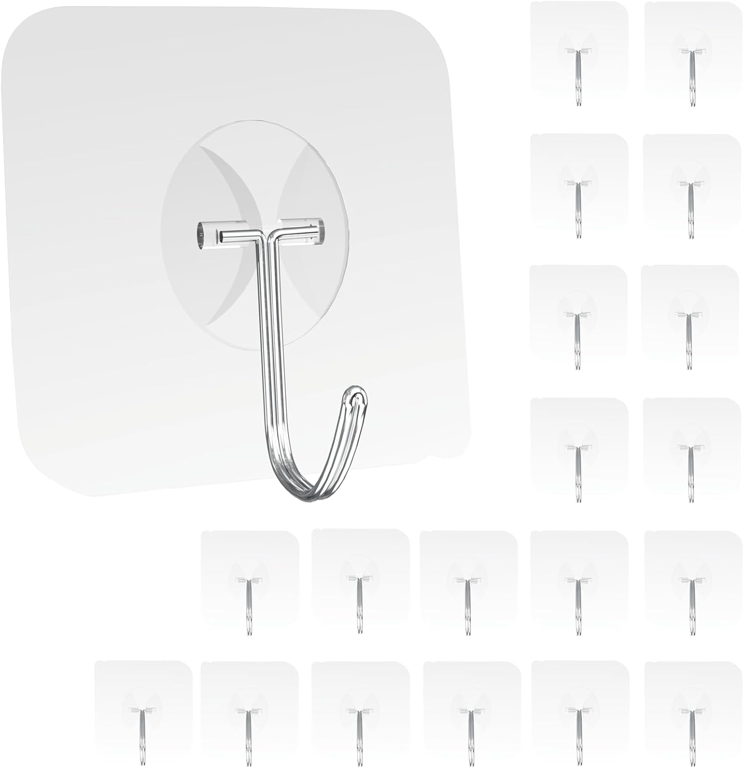 Large Hooks for Hanging Heavy-Duty 44Ib(Max) 10 Packs, Wall Hangers without Nails Self-Adhesive Traceless Clear and Removable, Waterproof and Rustproof Multiple Uses for Bathroom Kitchen Home - Image 5