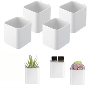 Pegboard Storage Cups with Hooks, Durable Plastic Hanging Organizer Bins for Garage, Kitchen, Office, Multipurpose Containers for Wall Tool Storage and Space-Saving Organization (White, 4 PCS) - Image 1