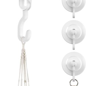 Adhesive Wall & Ceiling Decor Hooks: 4-Pack 3 lbs Heavy Duty No-Drill 360?? Swivel Adjustable for Hanging Home Accents Lights Plants Wind Chimes Compatible with 3M Command Strips - Image 1