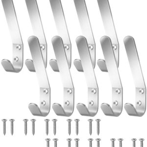 Aluminum Double Hat and Coat Hanger Hooks Coat Dress Robe & Bath Towel Hook for Bathroom Bedroom Kitchen Office Door Hooks with Fixing Screws Pack of 5. - Image 1