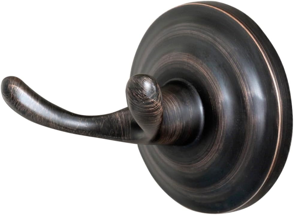 Basics Zinc Traditional Round Bathroom Towel and Robe Hook, Oil Rubbed Bronze, Easy Installation | Traditional, Round, Bathroom