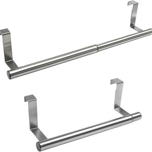 Towel Rail-Hand Towel Holder Extendable Kitchen Towel Rail Bathroom Over Radiator Stainless Steel Towel Rack for Cupboard Drawer Cabinet, Kitchen and - Image 1