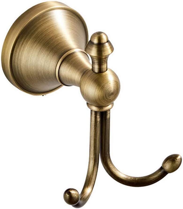 Antique Bath Robe Hook, Solid Brass Double Hooks Towel Rack, Vintage Bathroom Door Clothes Hanger for Bathroom Kitchen Accessories