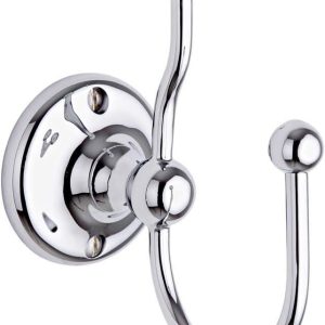 Wall Mounted Double Bathroom Bath Robe Towel Hook Holder - Chrome - Image 2