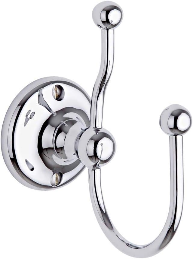 Wall Mounted Double Bathroom Bath Robe Towel Hook Holder - Chrome