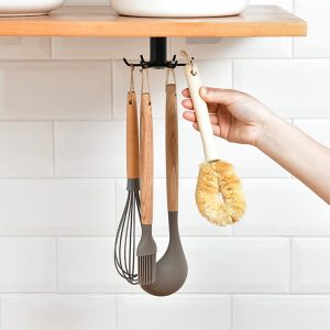 4PCS Under Cabinet Hooks for Kitchen, Nail-Free Adhesive Hanging Rack with 360 Rotation, Space-Saving Utensil, Towel, Tool Organizer, No Drilling - Image 3