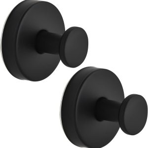 Suction Cup Hooks for Shower, Towel Hooks for Bathroom, Kitchen, Glass Door, Mirror, Tile, ?C Loofah, Towel, Bath Robe Hooks for Hanging up to 15 lbs, Brushed Black (2 Pack) - Image 2