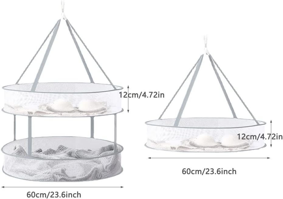 Two-Pack Hanging Mesh Laundry Drying Nets, 60 cm