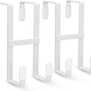 2 Packs Over The Door Hooks, Double Sided Door Hanger Hook - Heavy Duty No Drill Wall Hooks for Hanging Coats, Towels, Bags, Kitchen Closet Fits Most Doors Up to 1-7/8" Thickness (5.12" L, White) - Image 1