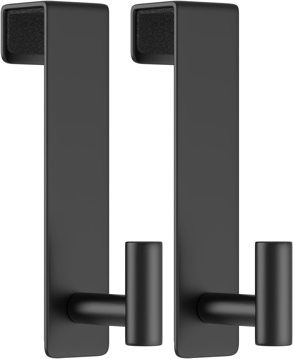 T-Shape Heavy-Duty Stainless Steel Over The Door Shower Hooks - Frameless Glass Shower Door Hooks for Bathroom Towel Holder 19 cm Hook for Robe, Towels, Shower (2-Pack, Black) - Image 2