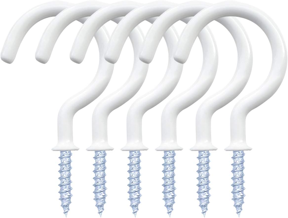 12 Pack Vinyl Coated Ceiling Hooks,Screw-in Mug Hooks,Multi-Function Wall Hooks Kitchen Hooks Cup Hooks for Indoors Outdoors (White, 1-1/4 Inch) - Image 2