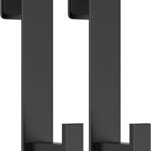 T-Shape Heavy-Duty Stainless Steel Over The Door Shower Hooks - Frameless Glass Shower Door Hooks for Bathroom Towel Holder 19 cm Hook for Robe, Towels, Shower (2-Pack, Black) - Image 3