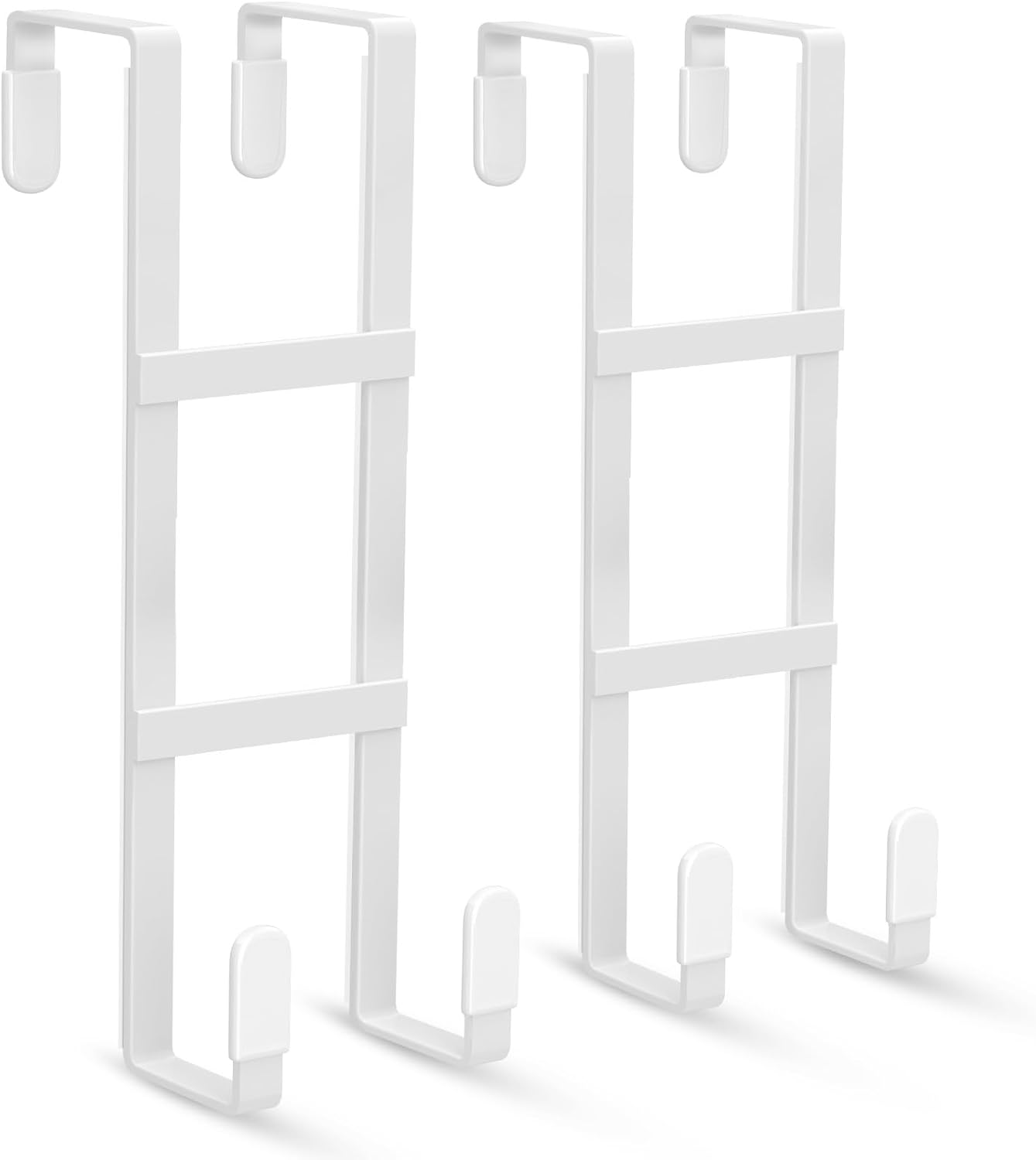 2 Packs Over The Door Hooks, Double Sided Door Hanger Hook - Heavy Duty No Drill Wall Hooks for Hanging Coats, Towels, Bags, Kitchen Closet Fits Most Doors Up to 1-7/8" Thickness (5.12" L, White) - Image 2