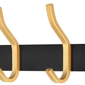 Brass Door Hooks, Towel Hook Stainless Steel Coat Hooks Wall Mounted Screw in Modern Metal Heavy Duty Coat Rack Row of Hooks Hanger Robe Clothes Hat Hook for Bathroom Bedrooms (Gold) - Image 2