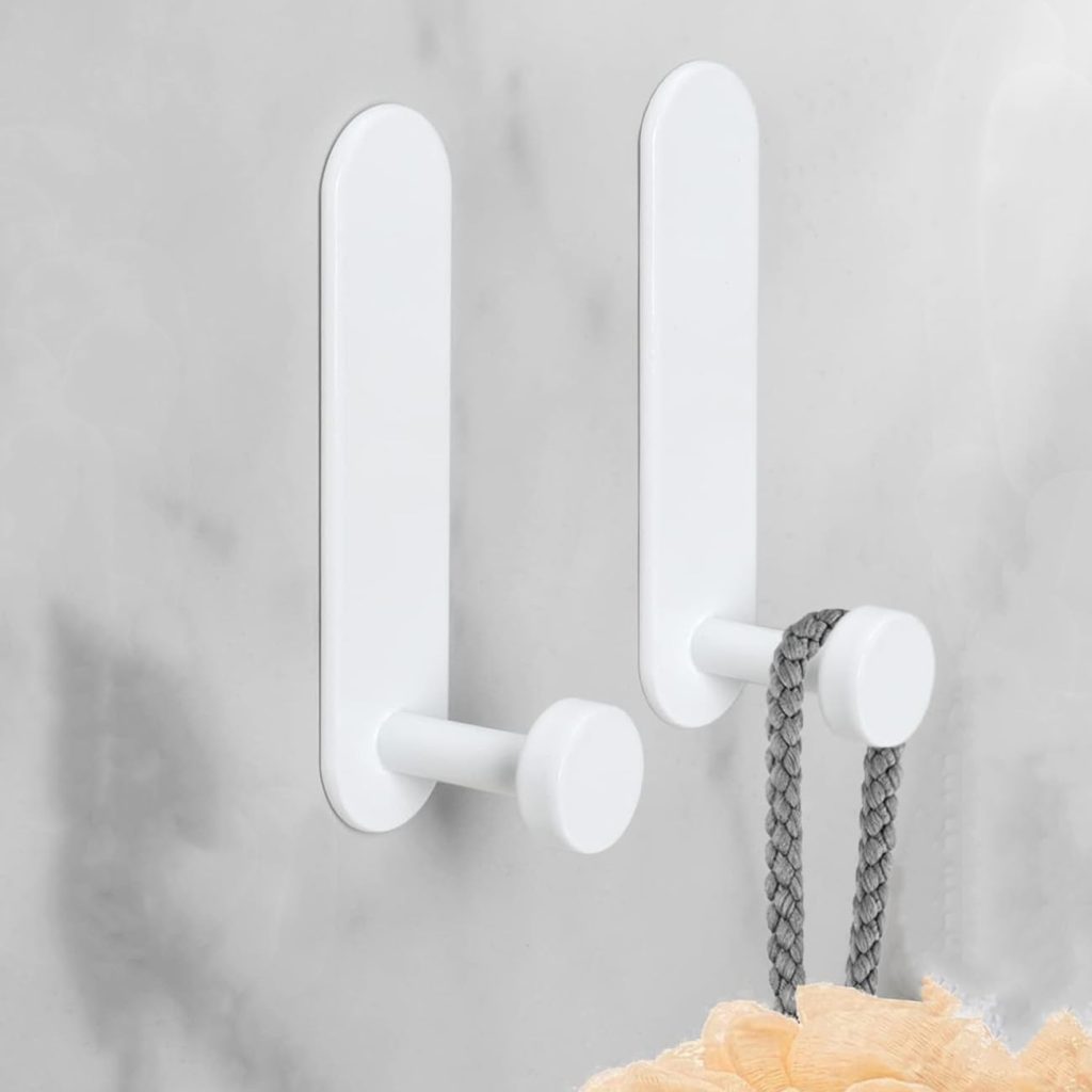 Adhesive Hooks Sticky Hooks Extra Strong Stick on Wall Over Door for Hanging Clothes Coat Robe Bath Towel in Bathroom Shower Kitchen