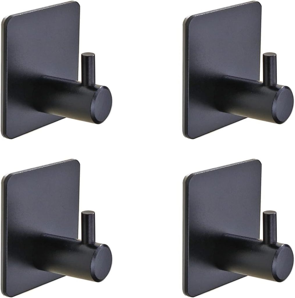 Robe & Bath Towel Hooks - Pack of 6 Pink Plastic Adhesive Hooks for Hassle-Free Hanging on Walls in Bathroom, Kitchen and More??Strong & Traceless Sticky Hook with Single Mount for Door & Clothing