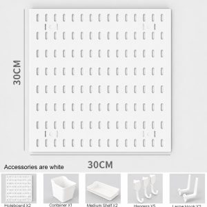 Modular Pegboard Wall Organizer Kit - 2 Pegboards, 10 Accessories, No Drill Installation, Space-Saving Storage & Display for Kitchen, Office - Image 2