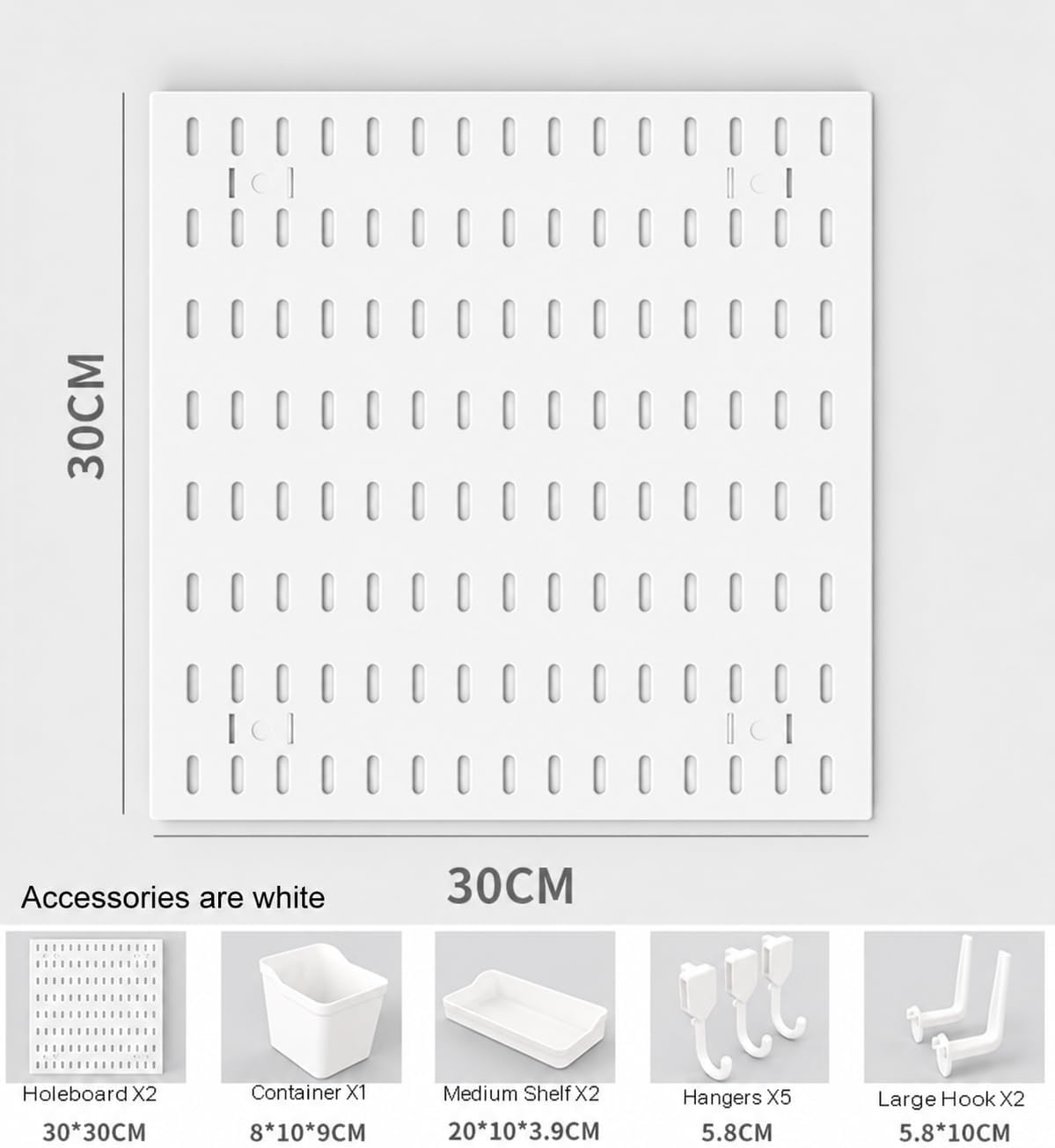 Modular Pegboard Wall Organizer Kit - 2 Pegboards, 10 Accessories, No Drill Installation, Space-Saving Storage & Display for Kitchen, Office - Image 2
