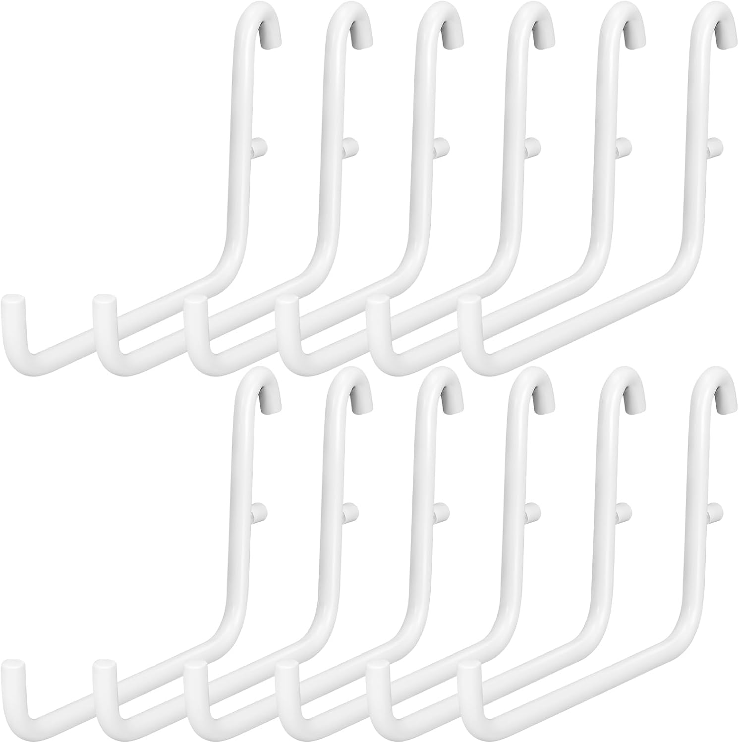 6 PCS Metal Utility Hangers, Compatible with IKEA Skadis, White Long Single Arm Pegboard Holders for Home Garage Workshop Kitchen Office and Craft Room Storage - Image 1
