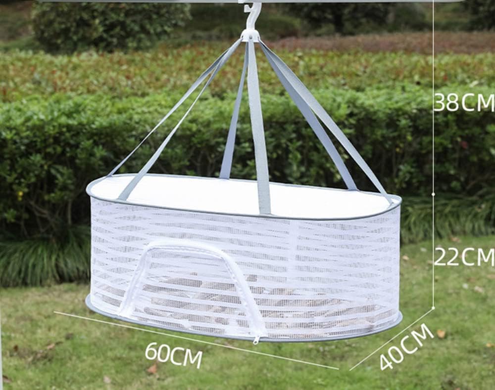 Zippered Hanging Mesh Laundry Drying Basket, 60 cm