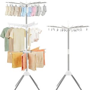 Three-Tier Rotating Portable Clothes Drying Rack - Image 1