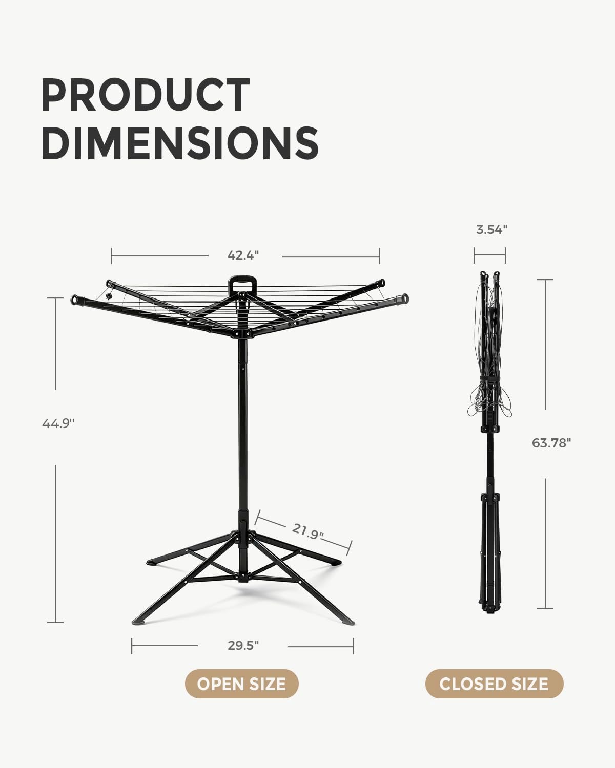 Four-Arm Black Foldable Rotary Clothes Drying Rack, 65 ft - Image 1