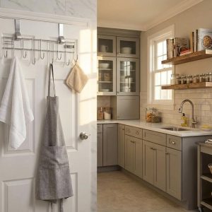 Wall-Mounted Hook Rail Stainless Steel Towel Bar with Hanging Hooks for Bathroom and Kitchen | Utensil Hanger Organizer | Silver (Pack of 1) - Image 2