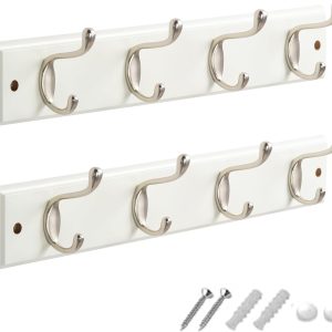 Coat Hooks for Wall - Stainless Steel Coat Racks (2 Pack) - Heavy Duty Coat Hook Wall Mounted - Premium Design Rust Free Coat Hanger for Clothes (Wooden Nickel) - Image 1