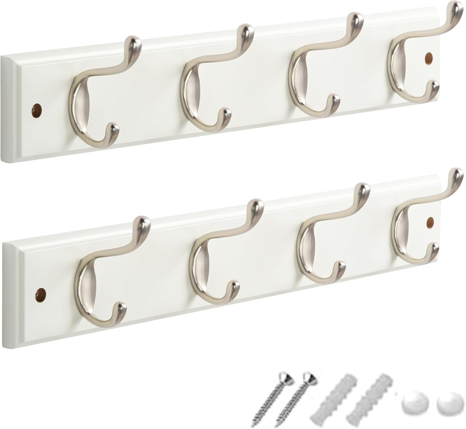 Coat Hooks for Wall - Stainless Steel Coat Racks (2 Pack) - Heavy Duty Coat Hook Wall Mounted - Premium Design Rust Free Coat Hanger for Clothes (Wooden Nickel) - Image 1