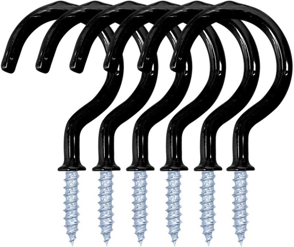 12 Pack Vinyl Coated Ceiling Hooks,Screw-in Mug Hooks,Multi-Function Wall Hooks Kitchen Hooks Cup Hooks for Indoors Outdoors (White, 1-1/4 Inch)