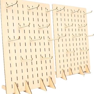 2 Pack Pegboard Combination Kit, Wood Pegboard Display Stand with 40Pcs Compatible Pegs, Pegboard Stand for Jewelry, Vendors, Keychain - Image 1
