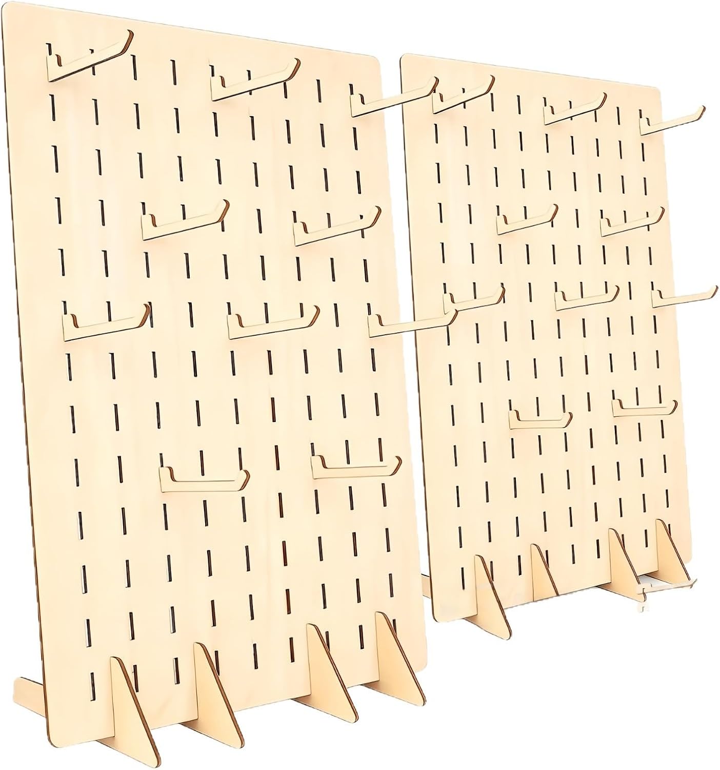 2 Pack Pegboard Combination Kit, Wood Pegboard Display Stand with 40Pcs Compatible Pegs, Pegboard Stand for Jewelry, Vendors, Keychain - Image 1