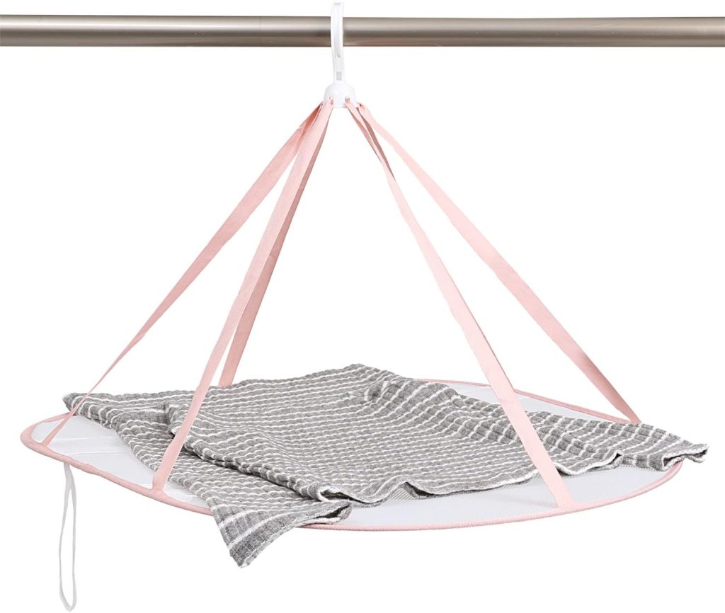 Single-Tier Pink Hanging Mesh Laundry Drying Net