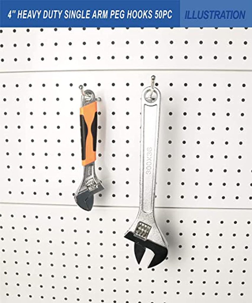 Pegboard Hooks, Peg Hooks Super Heavy Duty Metal Shelving Hooks with Ball Assortment Sturdy Fits 1/4" Pegboard Garage Storage Organizer 10Packs 4 inch