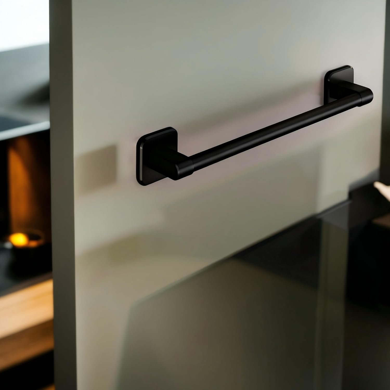 Towel Rail 40 cm No Drill Wall Mounted Towel juice for Bathroom Kitchen Toilet, Rust-Protected Black Sticky Towel Rack - Image 1
