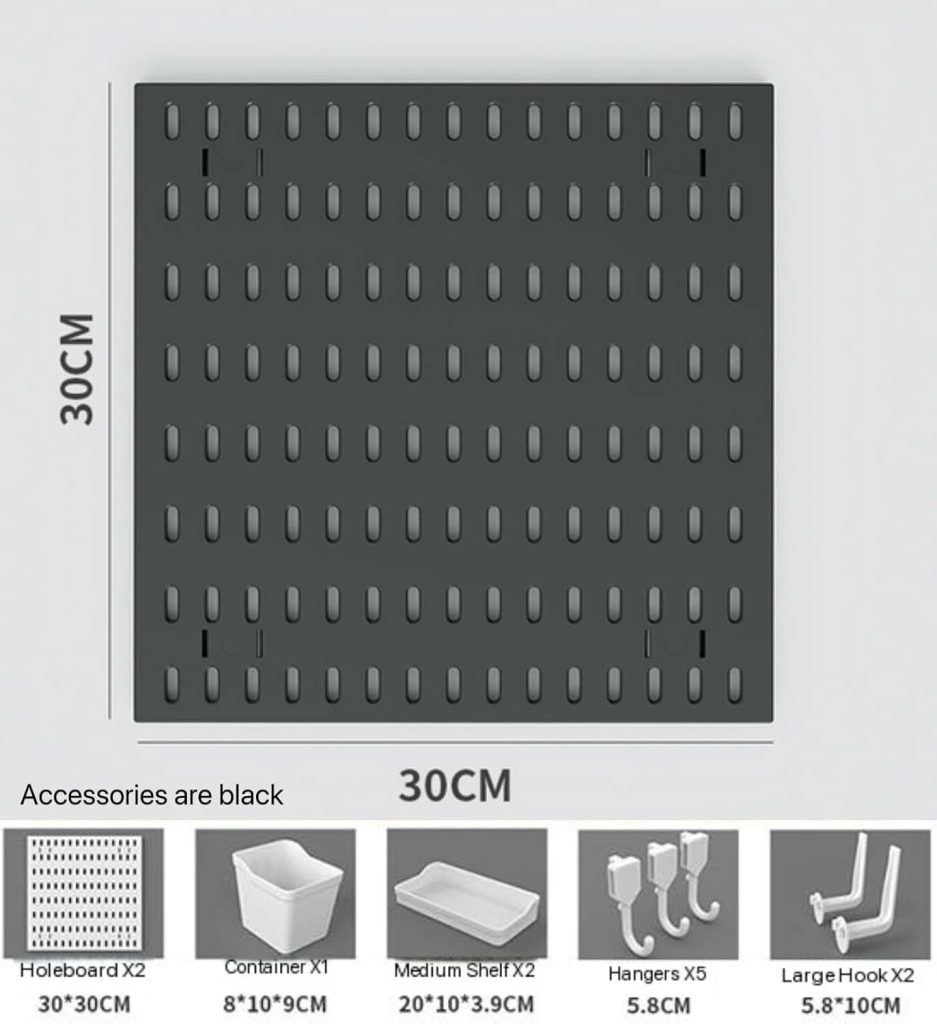 Modular Pegboard Wall Organizer Kit - 2 Pegboards, 10 Accessories, No Drill Installation, Space-Saving Storage & Display for Kitchen, Office